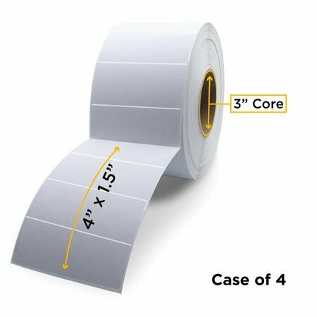 CLOVER Thermal Transfer Label Roll 3.0'' ID x 8.0'' Max OD, 4PK CIGT44010P-PERF